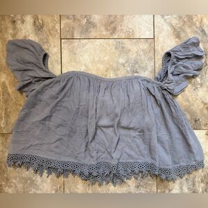 REVOLVE-Tularosa Gray Lace Trim Crop Top Women’s Small